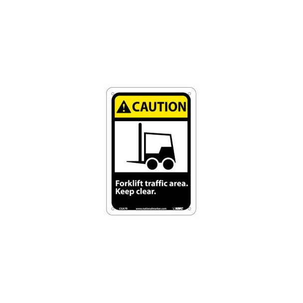 Graphic Signs - Caution Forklift Traffic Area - Plastic 7""W X 10""H