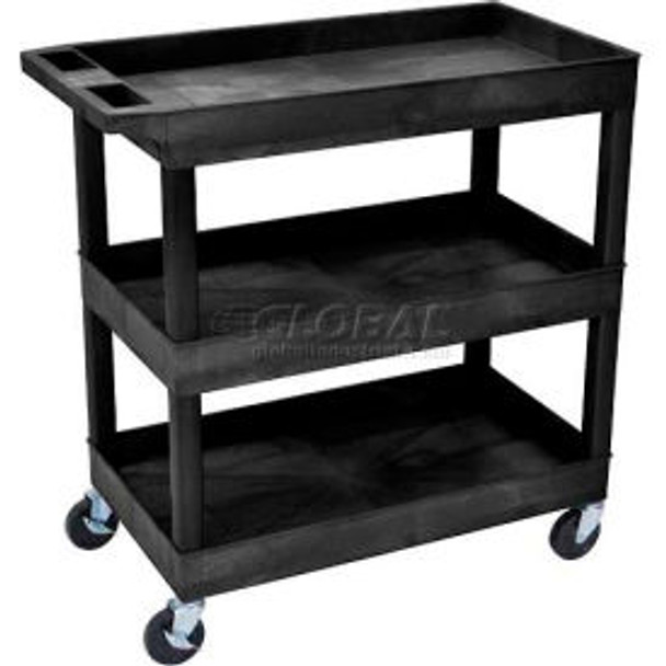 Luxor Plastic Utility Cart w/3 Shelves 400 lb. Capacity 35-1/4""L x 18""W x 36-1 Luxor Plastic Utility Cart w/3 Shelves 400 lb. Capacity 35-1/4""L x 18""W x 36-1