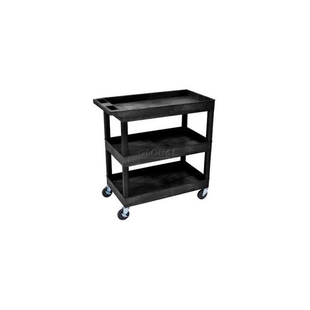 Luxor Plastic Utility Cart w/3 Shelves 400 lb. Capacity 35-1/4""L x 18""W x 36-1