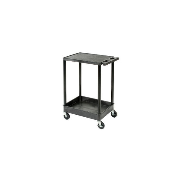 Luxor STC21 Flat Top Shelf 2 Shelf Plastic Utility Cart 24x18 300 Lbs.
