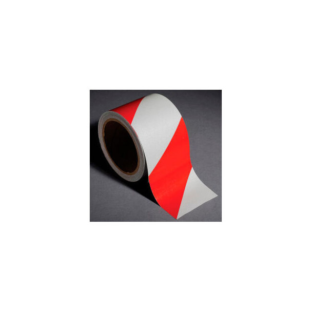 INCOM Safety Tape Reflective Striped Red/White 3""W x 30'L 1 Roll
