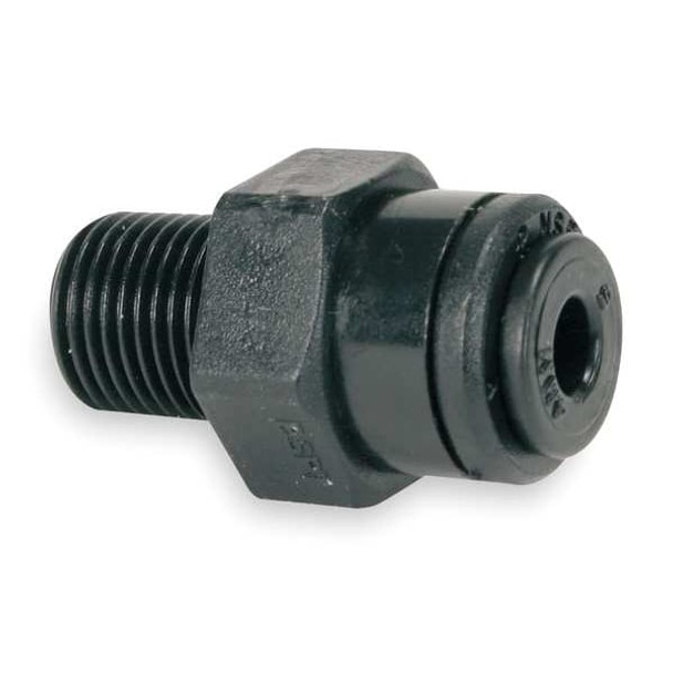 Push-Fit Adapter Fitting, 13/32 in Tube Size, Acetal, Black, 10 PK
