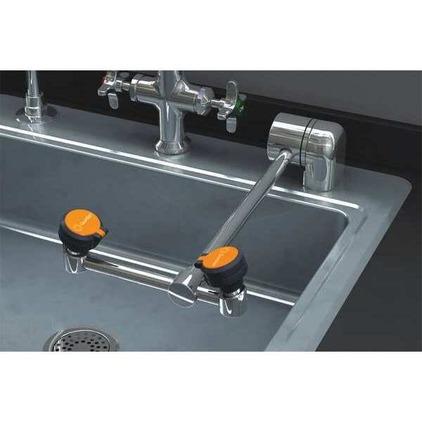 Plumbed Eyewash, Counter Mount, Plumbed, 15 in H., 6 1/2 in W