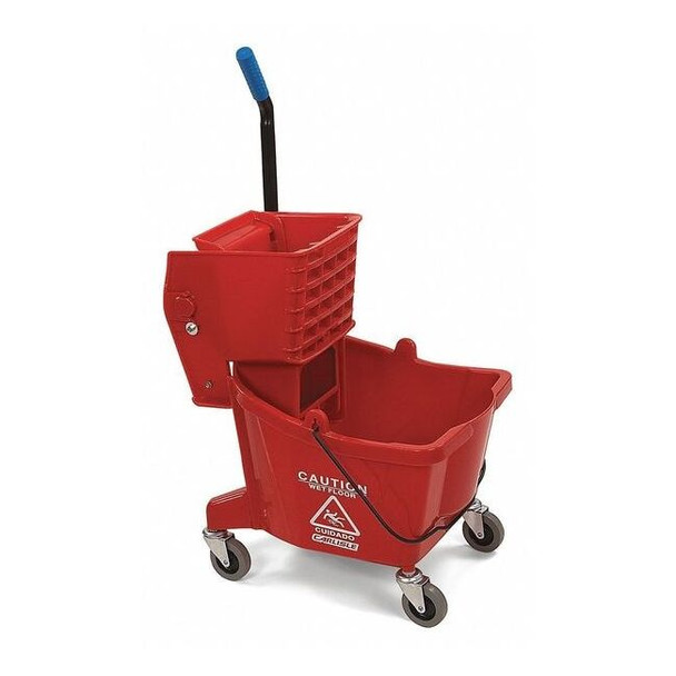 Carlisle Foodservice Side Press Mop Bucket and Wringer, Red 3690805