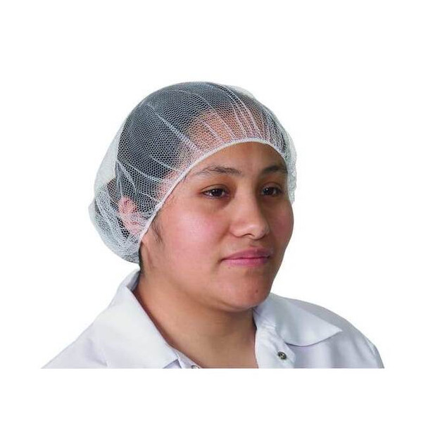 Condor Hairnet, Polyester, 20 in Dia., White, M, 100 PK 1TTU7