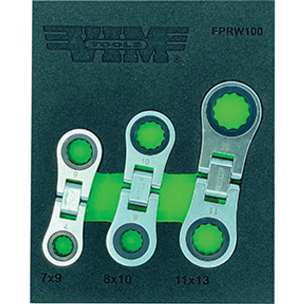 3 Piece Metric Flex Finger Ratchet Wrench Set FPRW100