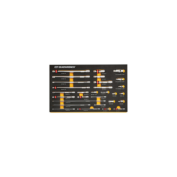 29 Pc. 1/4", 3/8", 1/2" Drive Chrome Tool Accessories Set with EVA Foam Tray 86523