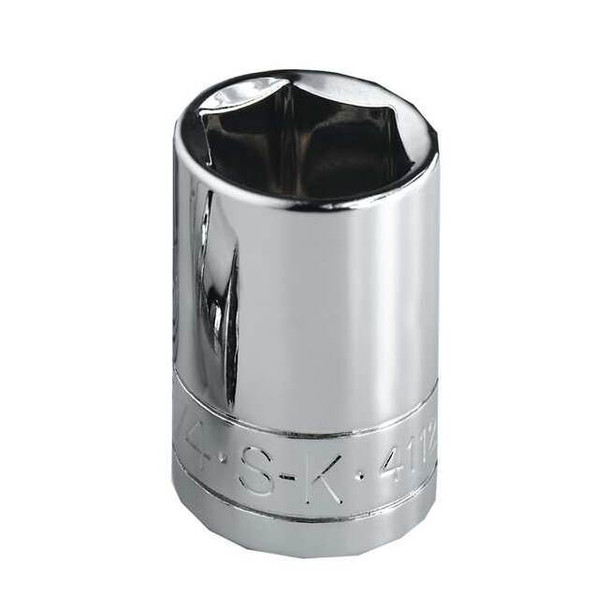 1/4 in Drive, 1/2" SAE Socket, 6 Points,  Steel, Chrome, 1/2 in