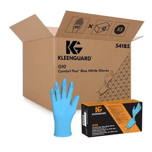 G10, Disposable Gloves, 4 mil Palm, Nitrile, Powder-Free, XS ( 6 ), 100 PK, Blue
