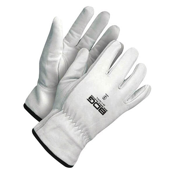 Leather Drivers Gloves, Shirred Slip-On Cuff, Keystone Thumb, Pearl, XL, 1 PR
