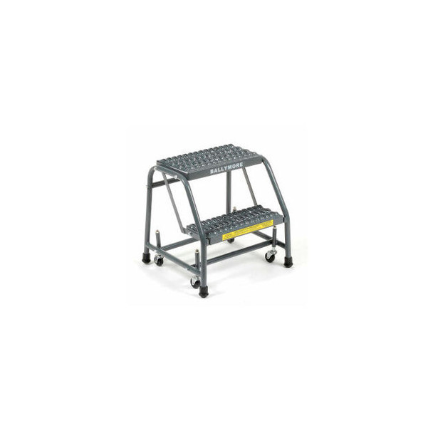 Grip 16""W 2 Step Steel Rolling Ladder 10""D Top Step - 218G