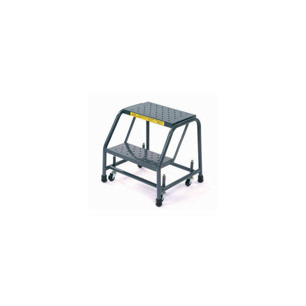 Perforated 16""W 2 Step Steel Rolling Ladder 10""D Top Step - 218P