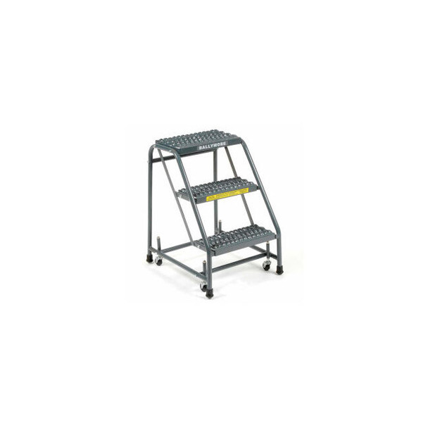 Grip 16""W 3 Step Steel Rolling Ladder 10""D Top Step - 318G