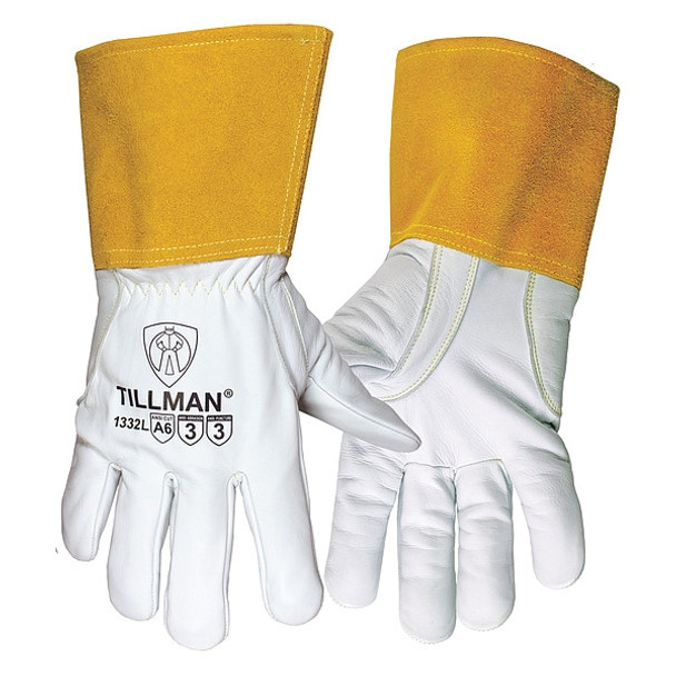 1332 Gloves, Straight Cuff, Straight Thumb, Premium Goatskin, L, 1 PR