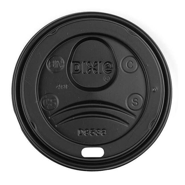 Dixie Lid for 8 oz. Hot Cup, Dome, Sip Through, Black, Pk1000 DL9538B