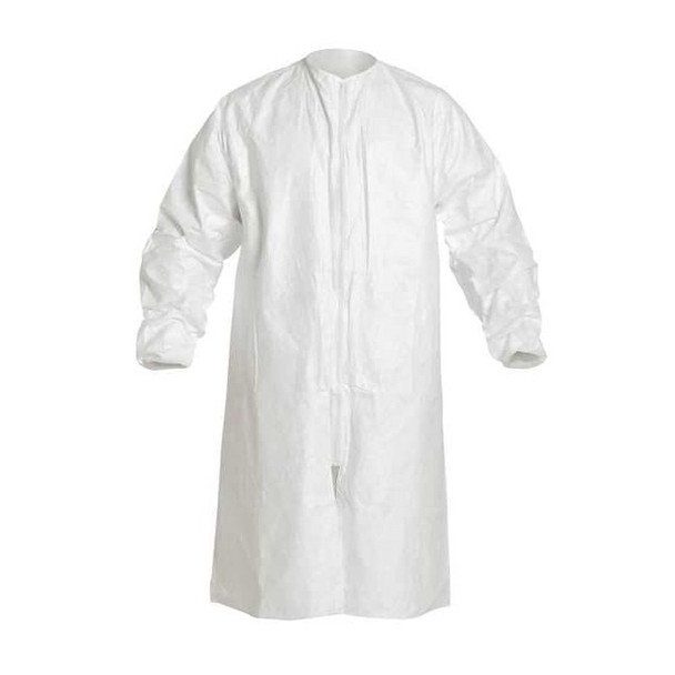 Lab Frock, Tyvek(R) IsoClean(R), Serged, 53 in, White, 30 PK