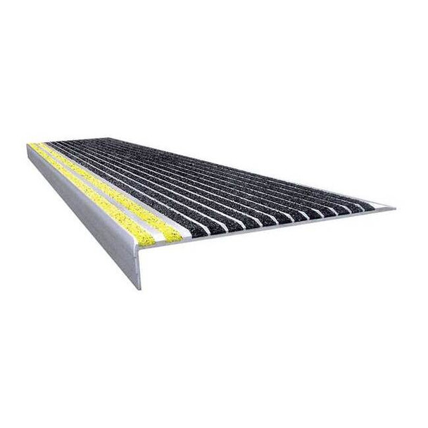 Wooster Products Stair Tread,Blk/Ylw,60in W,Extruded Alum 511BY5