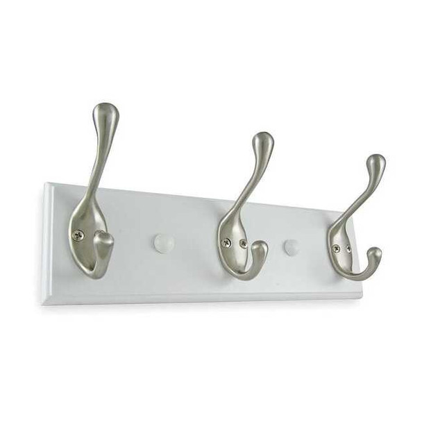 Manufacturer Varies Hooks,Wall Mount,3 Hook,Satin Nickel 1XNH9