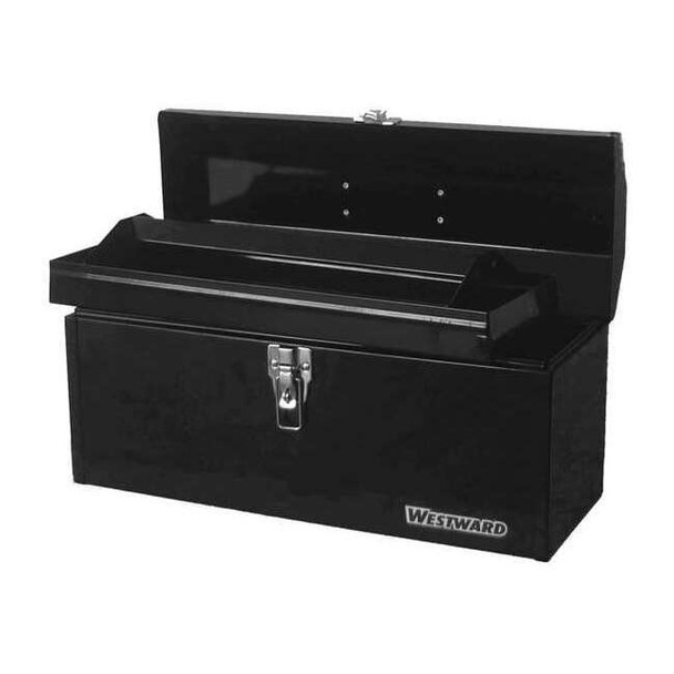 WESTWARD Tool Box, Plastic, Steel, Black, 20 in W x 8 in D x 8 in H