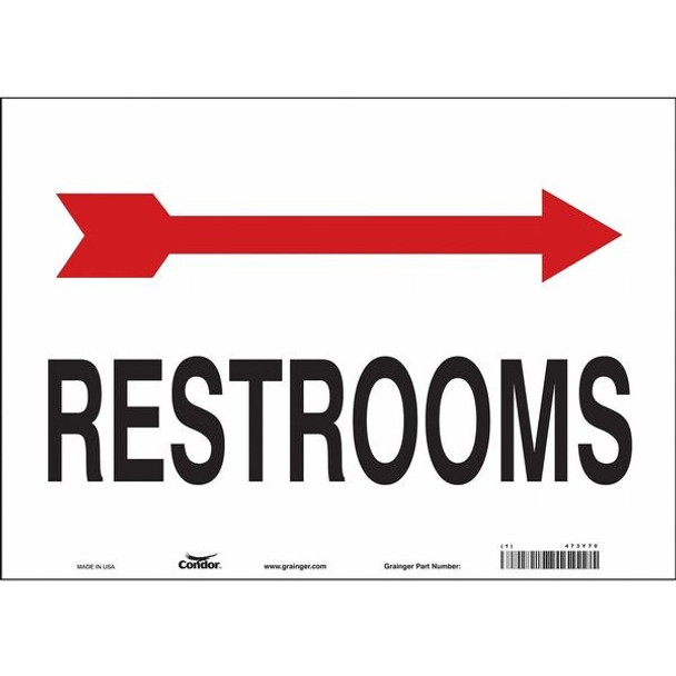 Condor RESTROOMS, 14 in W x 10 in H, Horizontal Rectangle, Vinyl, 473Y70 473Y70