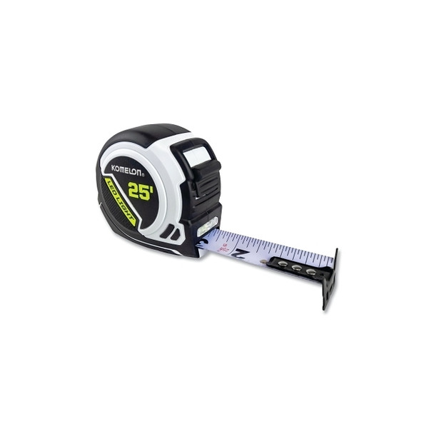 LED Light Tape Measure, 1 in x 25 ft, Black/Yellow/Silver