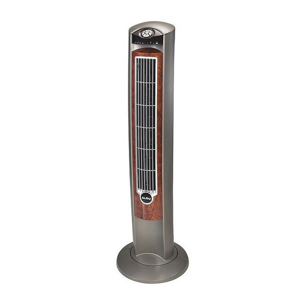 3-1/2" Blade Dia Tower Fan, Oscillating, 3 Speeds, 120VAC, Gray, Remote Control