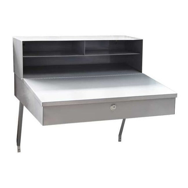 Manufacturer Varies Stationary Wall Mount Desk,11 7/8"H,Gray 49Y121