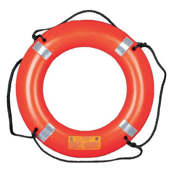 Ring Buoy with Reflective Tape, LDPE, 30 W x 4-1/2 H x 30 in Dia, Orange