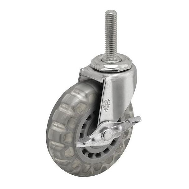 3" X 13/16" Non-Marking Pvc Swivel Caster, Side Brake, Loads Up To 120 lb