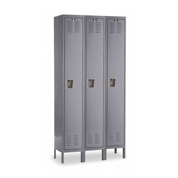 Wardrobe Locker, 36 in W, 15 in D, 66 in H, (1) Tier, (3) Wide, Dark Gray
