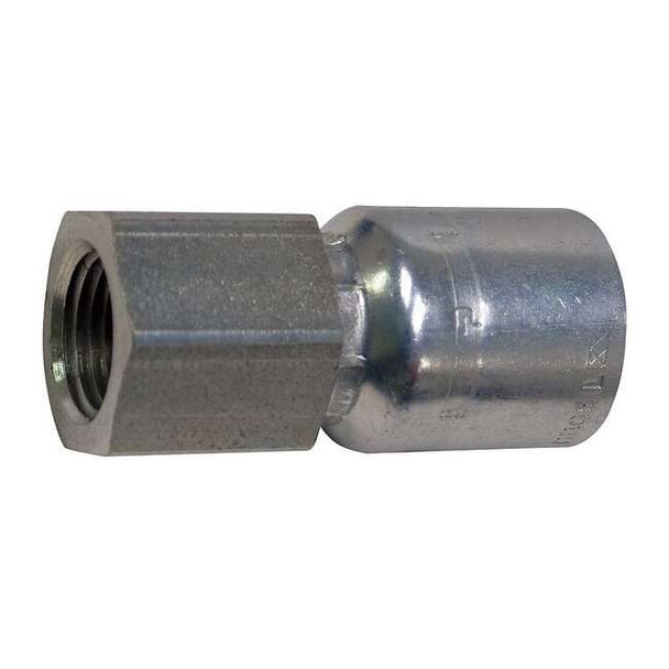 Parker Crimp Fitting,1/4" I.D.,1/4",F,NPTF 10243-4-4