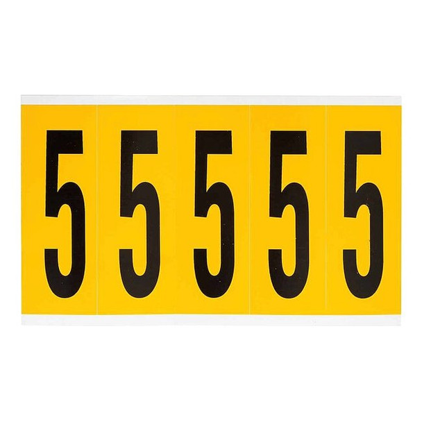 Brady Number Label, 5, 5in.Hx1-3/4in.W, Vinyl 1560-5