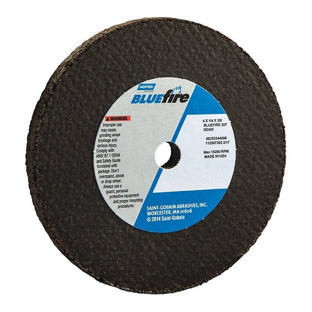 Norton Abrasives Grinding Wheel,4 in. Dia,ZA/AO,20 G,Gray 66253344098