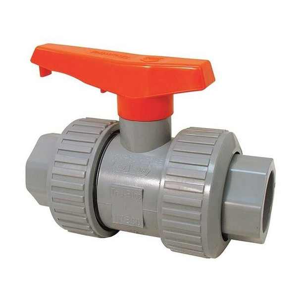 Chemtrol 1-1/4" Socket x FNPT CPVC Ball Valve Inline True Union U51TB-V 11/4