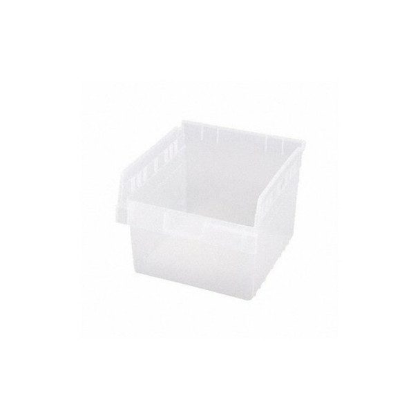 Shelf Storage Bin, Polypropylene, Clear, 8 in H, 11 1/8 in W, 11 5/8 in L