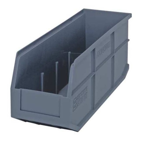 Shelf Storage Bin, Polypropylene, Gray, 7 in H, 6 in W, 18 in L