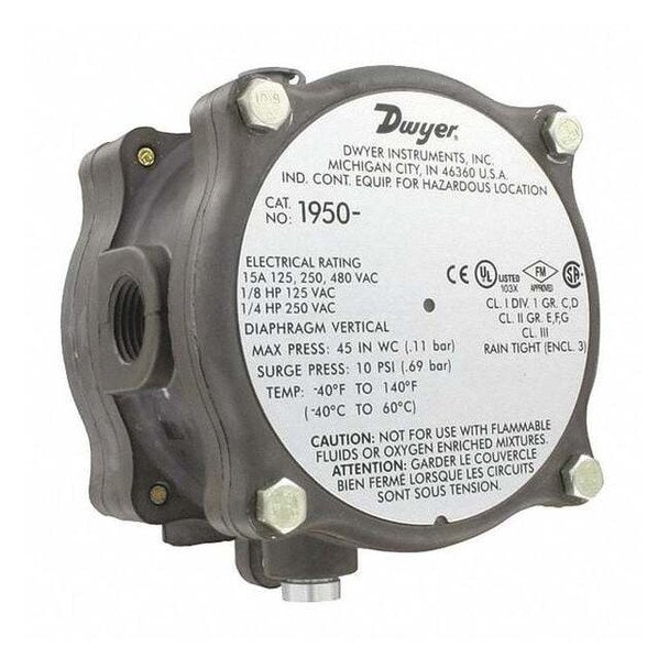 Dwyer Instruments Differential Pressure Switch 14-55 In 1950-5-2F