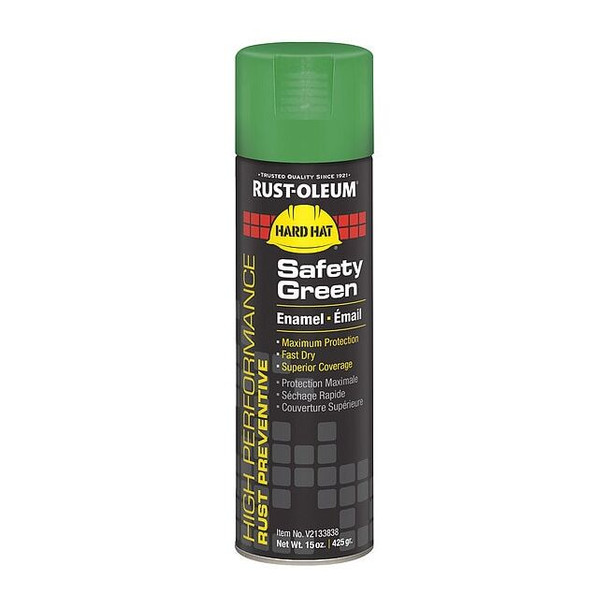 Rust Preventative Spray Paint, Safety Green, Gloss, Solvent, 15 oz