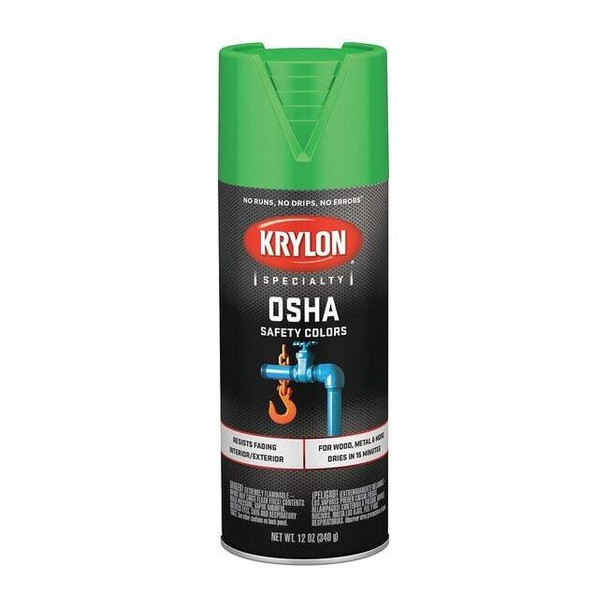 Krylon Spray Paint, Clover Safety Green, Gloss, Solvent, 12 oz K02012777