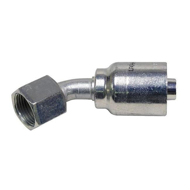 Parker Crimp Fitting,45 deg.,1/4" ID,7/16",FJIC 13743-4-4