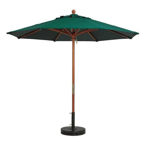 Grosfillex 9ft Wooden Market Umbrella, forest green 98912031