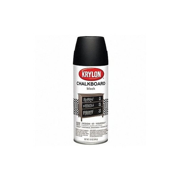 Krylon Spray Paint, Black, Flat, Solvent, 12 oz I00807007