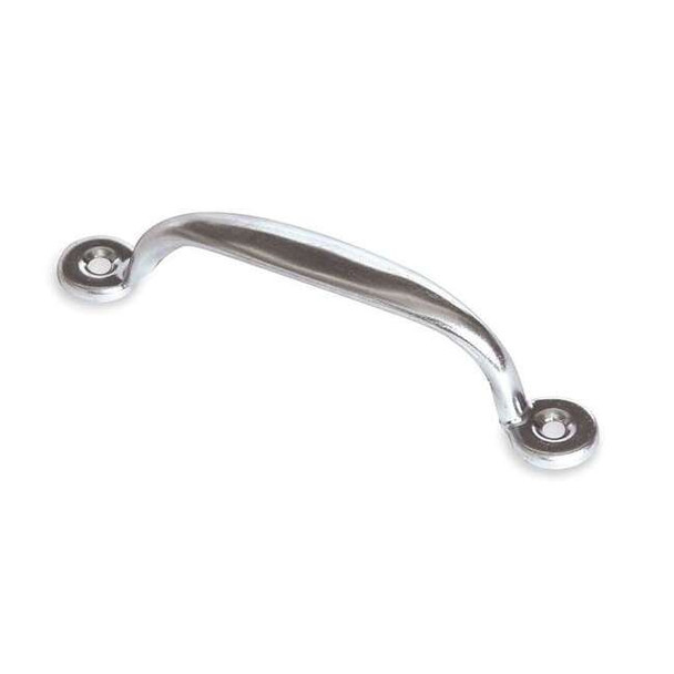 Door Pull, 4 7/8 In, Polished Zinc, Unthr. Through Holes