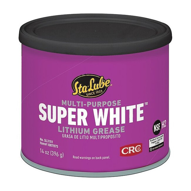 Multipurpose Grease, 14 oz, Can, Mineral Base, 300 Degrees F Max Op Temp, White