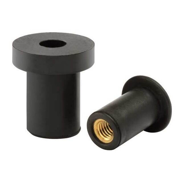 Rivet Nut, 1/4"-20 Thrd Sz, 1.051 in L, Rubber, Protective Powder, 10 PK