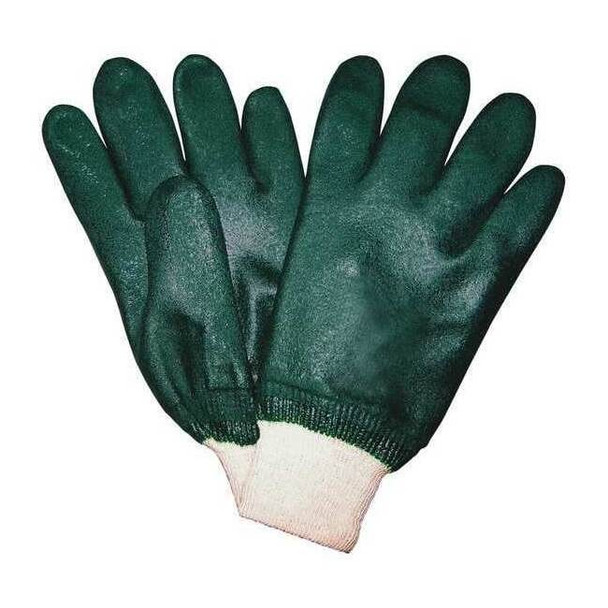 Chemical Resistant Gloves, PVC, 10.5 in L, 59.0 mil, Green, L, 12 PK