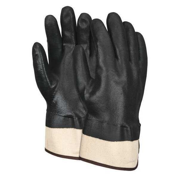 Chemical Resistant Gloves, PVC, 10 in L, 50.0 mil, Black, L, 12 PK