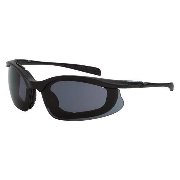 Crossfire, Safety Glasses, Anti-Fog, Gray Lens, Black Frame, Half-Frame