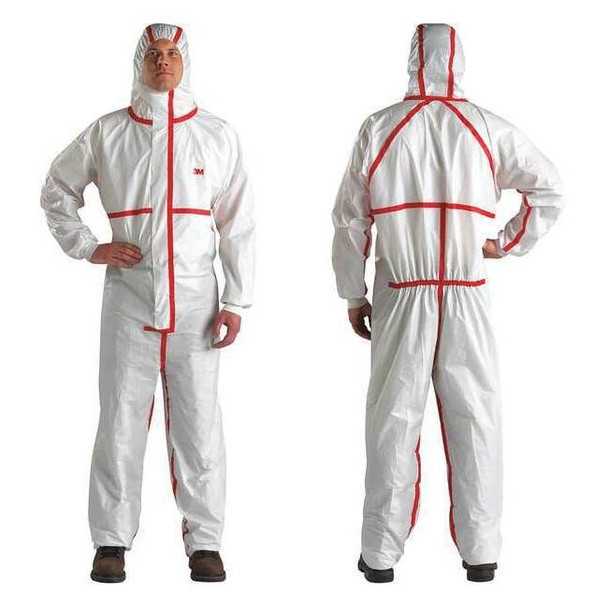 3m Hooded Coverall,White/Red,Sealed,L,PK25 4565-BLK-L