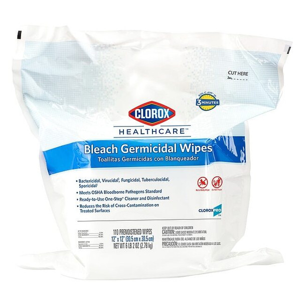 Clorox Germicidal Disinfecting Wipes, 12 x 12", 2 Pack, 110 Wipes/ Pack 30359
